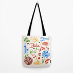 Italy Food Illustration Colorful Handdrawn Mediterranean Cuisine Tote Bag Gallery Image 2