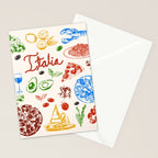Italy Food Illustration Colorful Handdrawn Mediterranean Cuisine Stationery Card Gallery Image 2