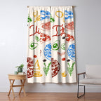 Italy Food Illustration Colorful Handdrawn Mediterranean Cuisine Window Curtain Gallery Image 5