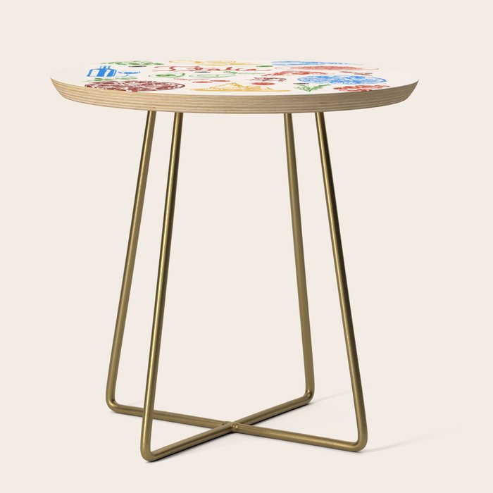 Italy Food Illustration Colorful Handdrawn Mediterranean Cuisine Side Table Gallery Image 1