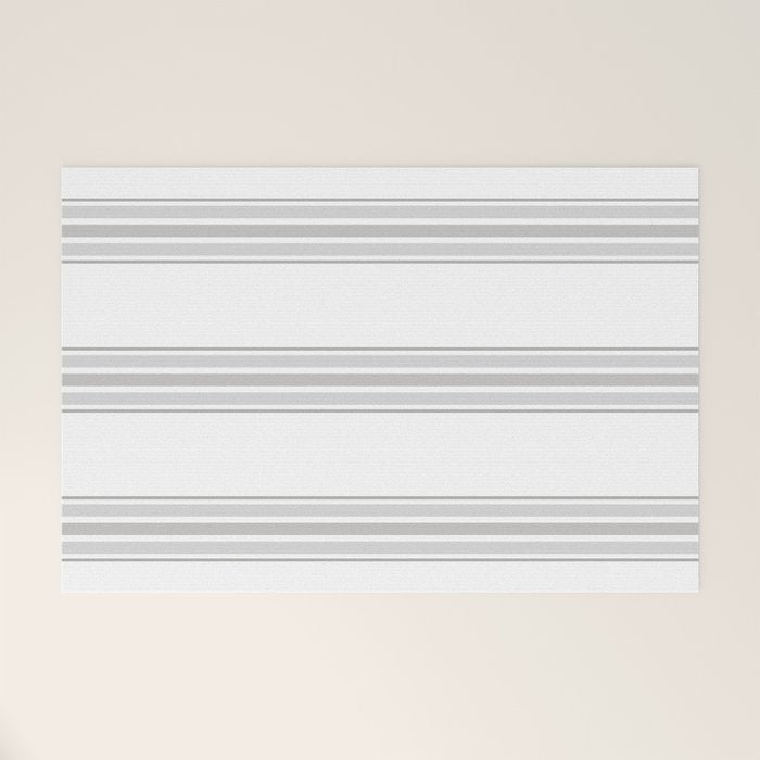 Farmhouse Ticking Stripes in Gray on White Welcome Mat Gallery Image 1