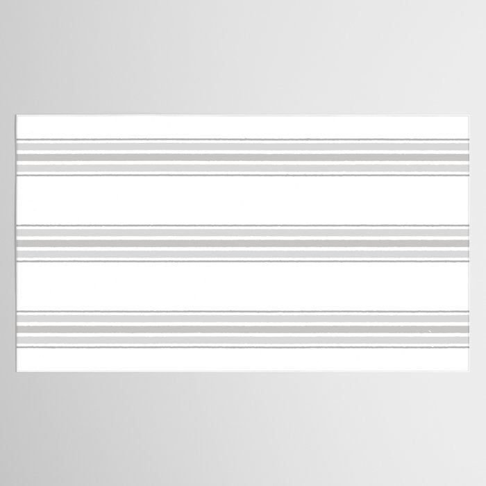 Farmhouse Ticking Stripes in Gray on White Tablecloth Gallery Image 2
