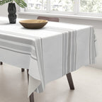 Farmhouse Ticking Stripes in Gray on White Tablecloth Gallery Image 3