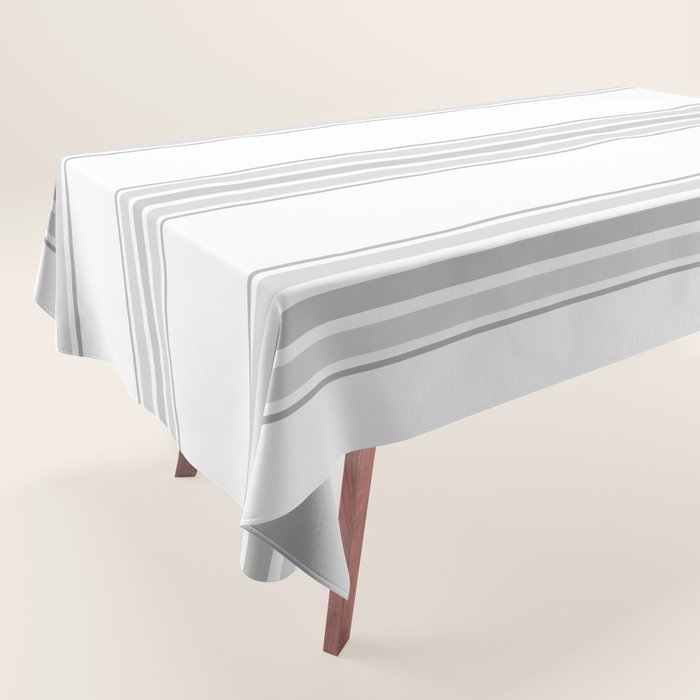 Farmhouse Ticking Stripes in Gray on White Tablecloth Gallery Image 1