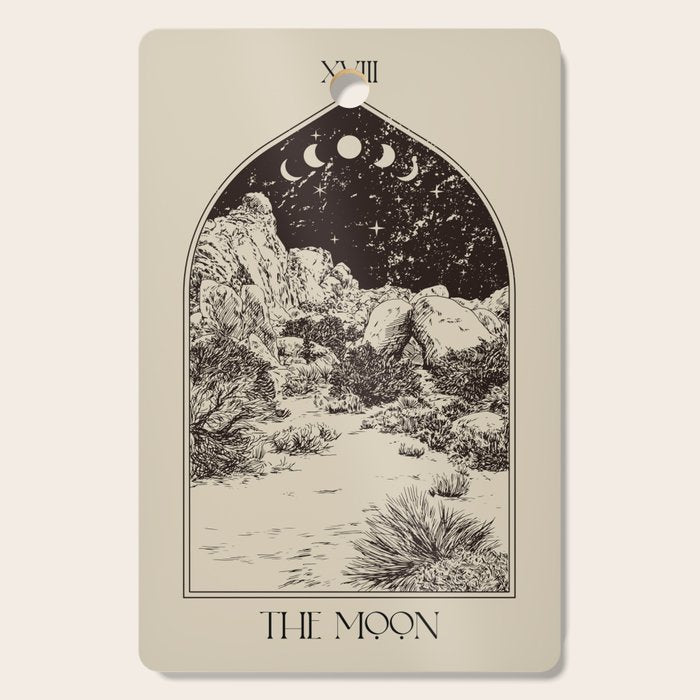 The Moon Tarot Card Poster. Mystic Landscape. Esoteric tarot. Dark moon Cutting Board Gallery Image 1