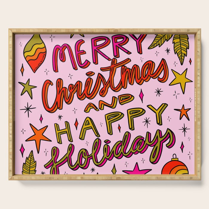 Merry Christmas and Happy Holidays Serving Tray Gallery Image 1