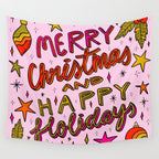 Merry Christmas and Happy Holidays Wall Tapestry Gallery Image 4