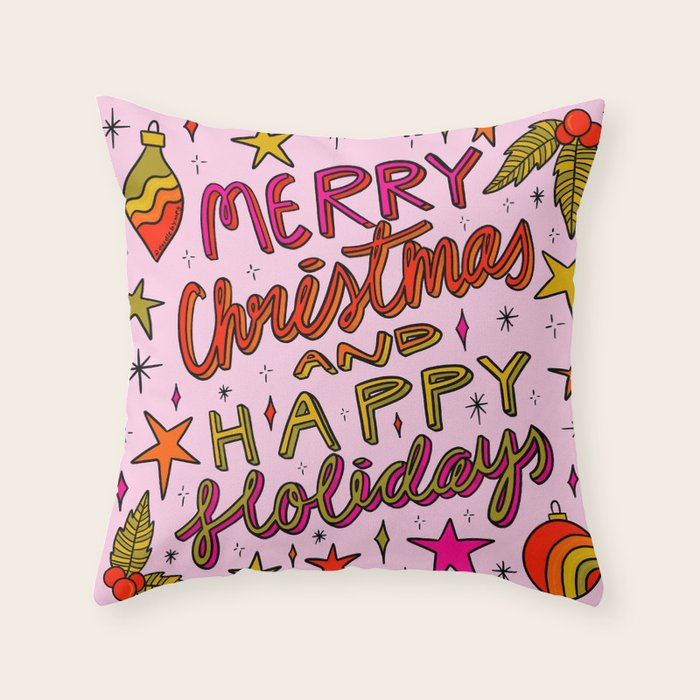 Merry Christmas and Happy Holidays Throw Pillow Gallery Image 6