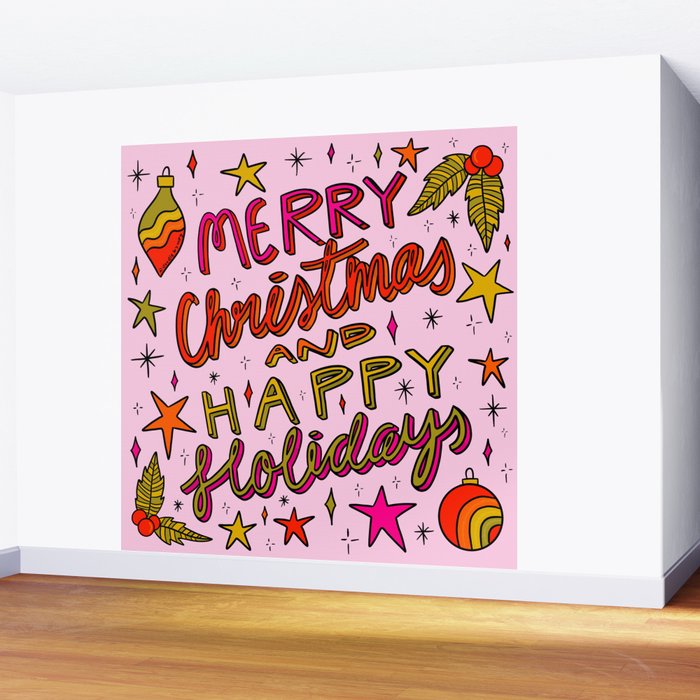 Merry Christmas and Happy Holidays Wall Mural Gallery Image 2