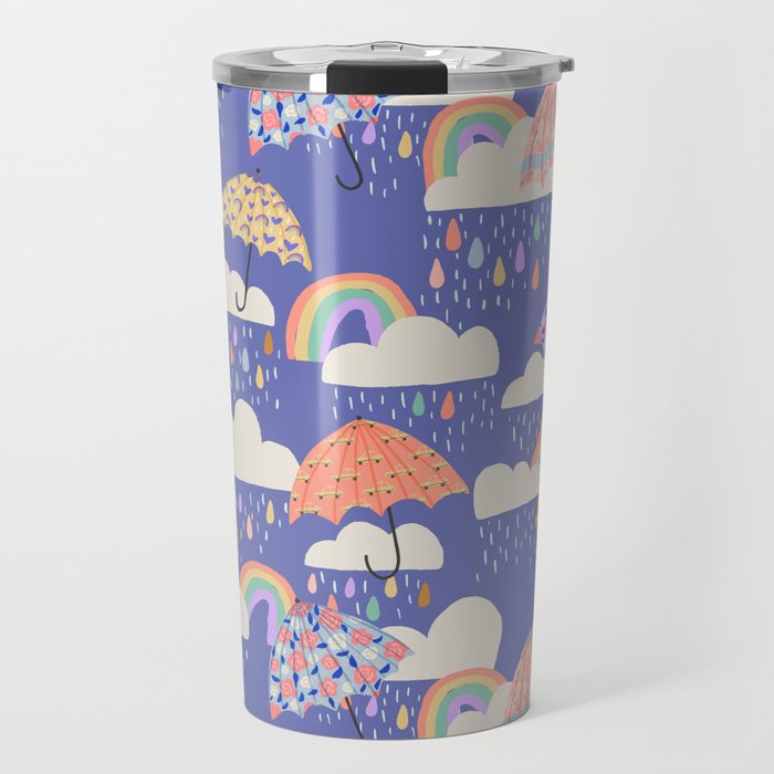 Spring Rain with Umbrellas Travel Mug Gallery Image 1