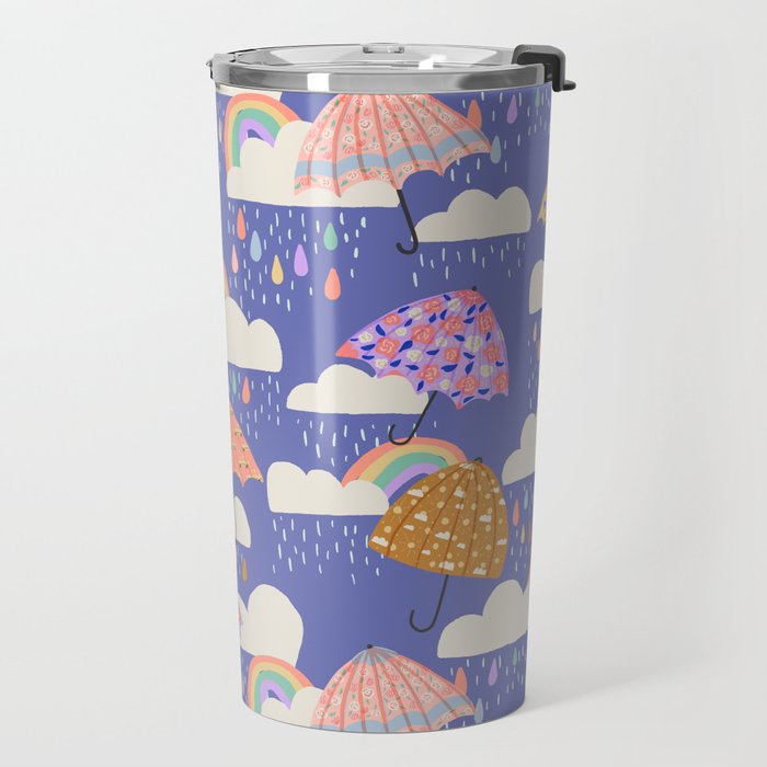 Spring Rain with Umbrellas Travel Mug Gallery Image 2