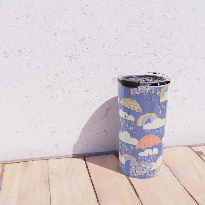Spring Rain with Umbrellas Travel Mug Gallery Image 4