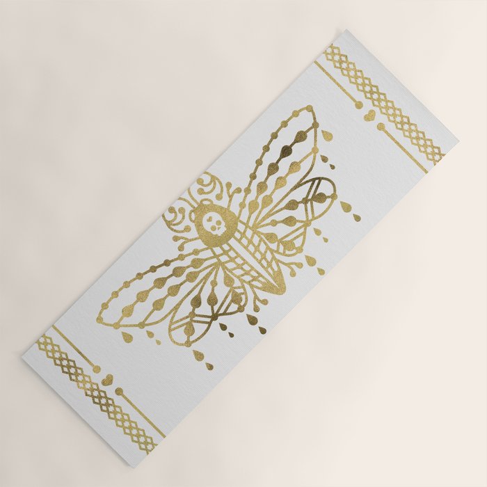 Death's Head Hawkmoth - Gold Palette Yoga Mat Gallery Image 1