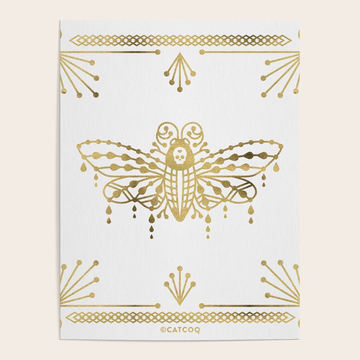 Death's Head Hawkmoth - Gold Palette Poster Gallery Image 1