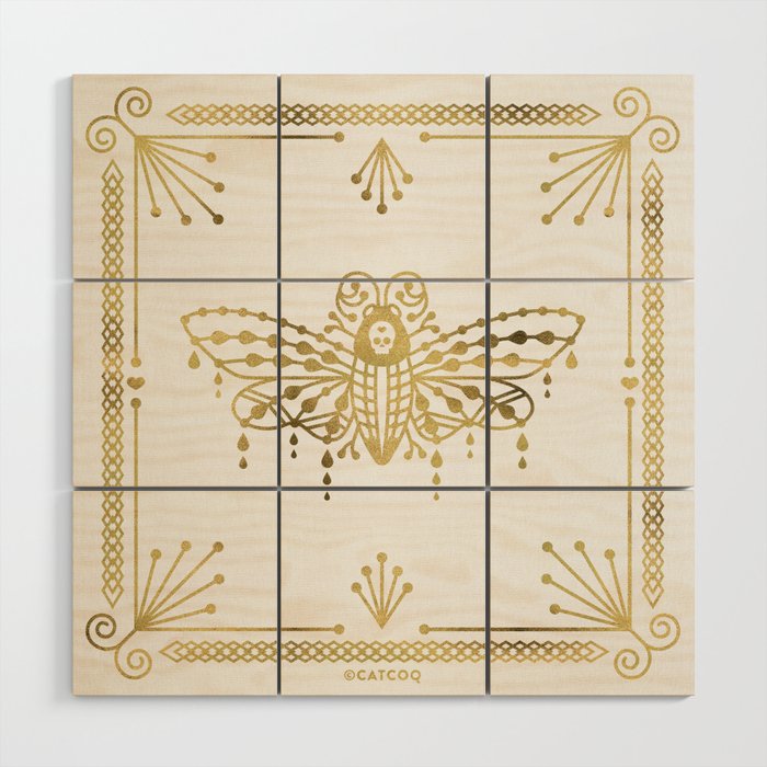 Death's Head Hawkmoth - Gold Palette Wood Wall Art Gallery Image 1