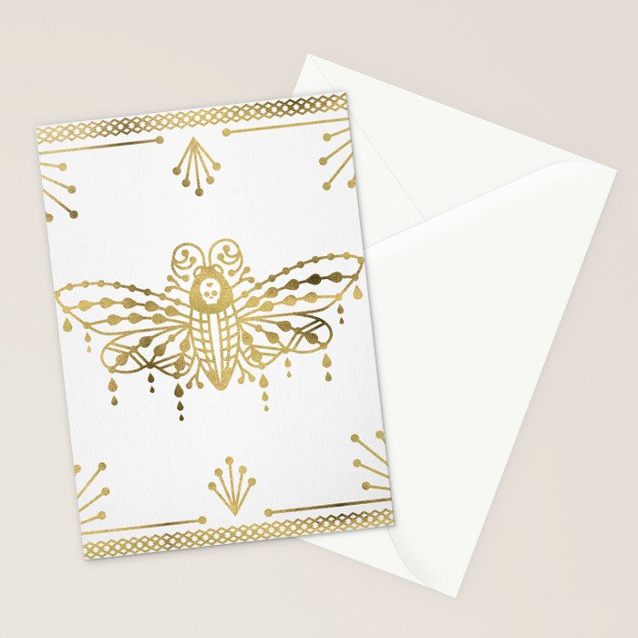 Death's Head Hawkmoth - Gold Palette Stationery Card Gallery Image 2