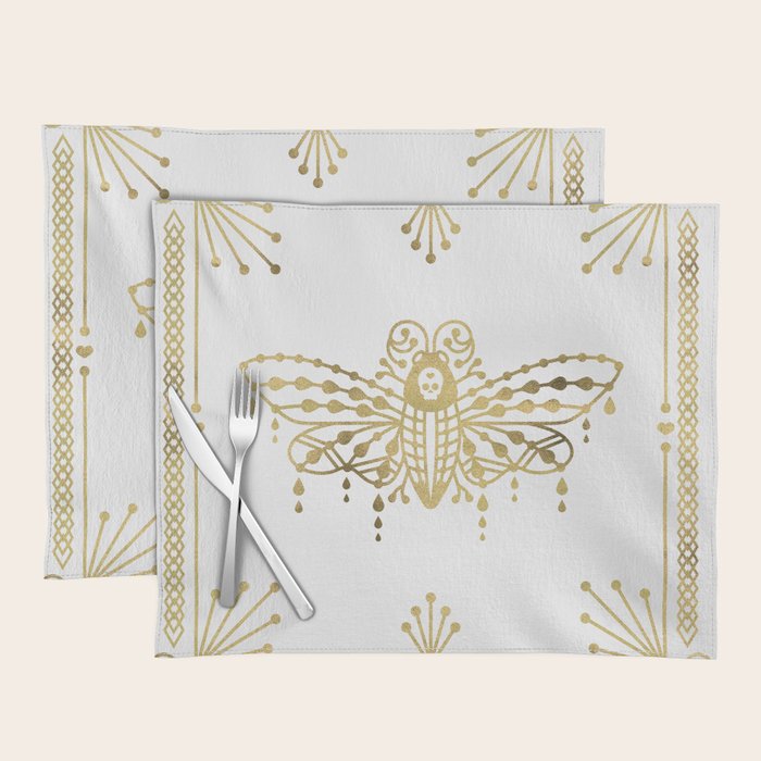 Death's Head Hawkmoth - Gold Palette Placemat Gallery Image 1