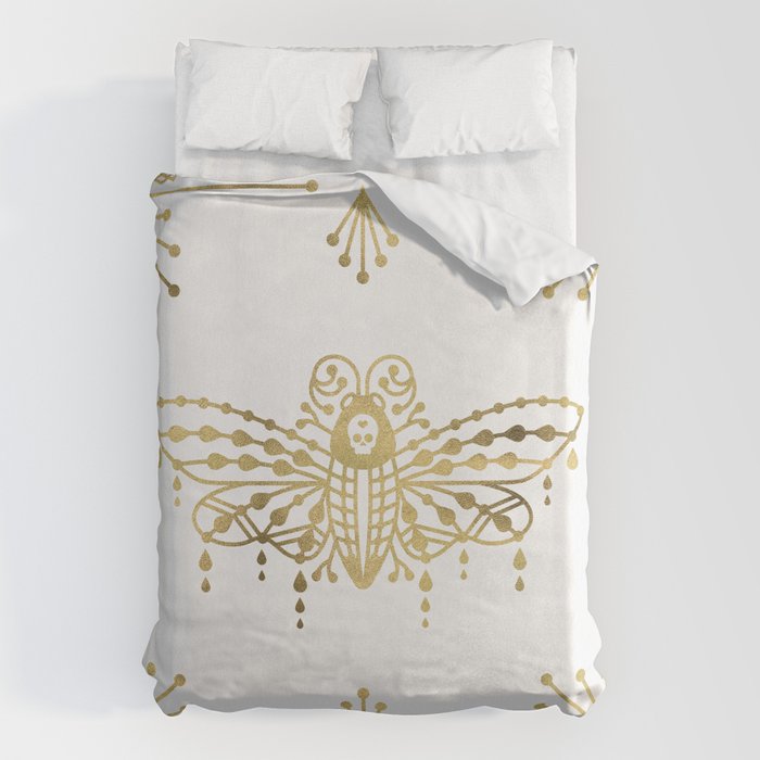 Death's Head Hawkmoth - Gold Palette Duvet Cover Gallery Image 6