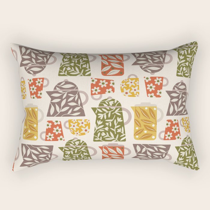 Buongiorno Retro Floral Coffee Rectangular Pillow Gallery Image 1