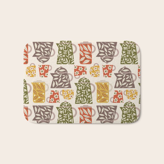 Buongiorno Retro Floral Coffee Bath Mat Gallery Image 1