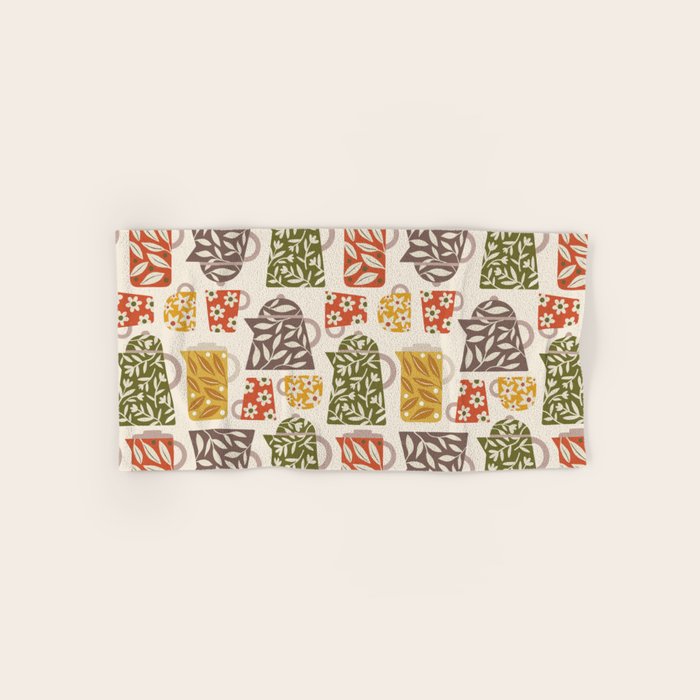 Buongiorno Retro Floral Coffee Bath Towel Gallery Image 1