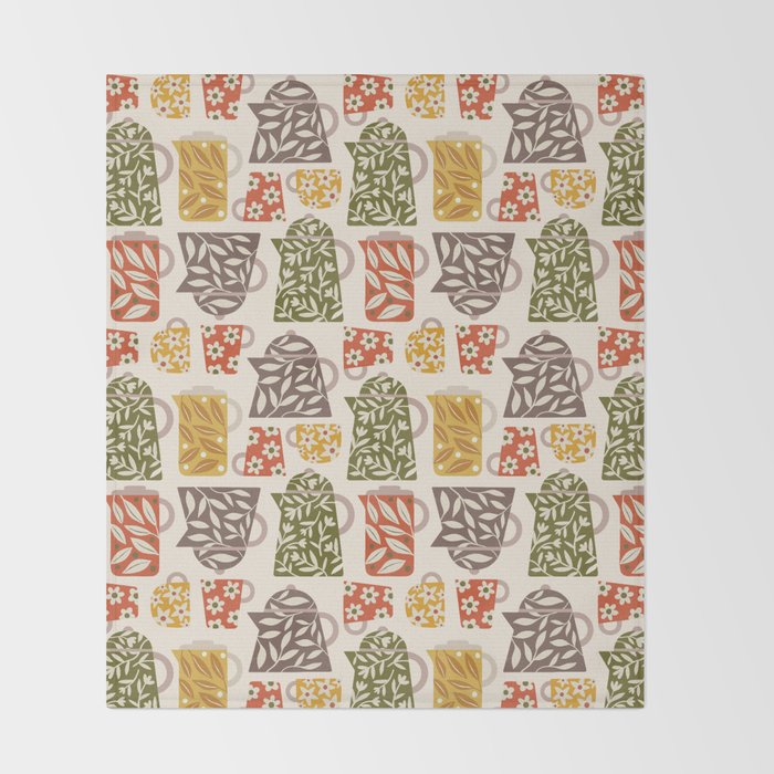 Buongiorno Retro Floral Coffee Throw Blanket Gallery Image 2