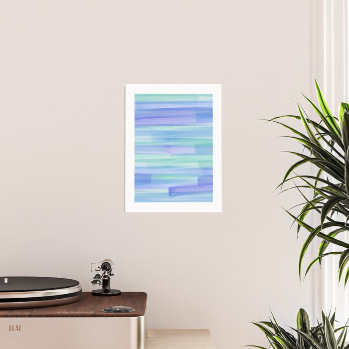 Abstract Watercolor Waves in Cool Blue Poster Gallery Image 2