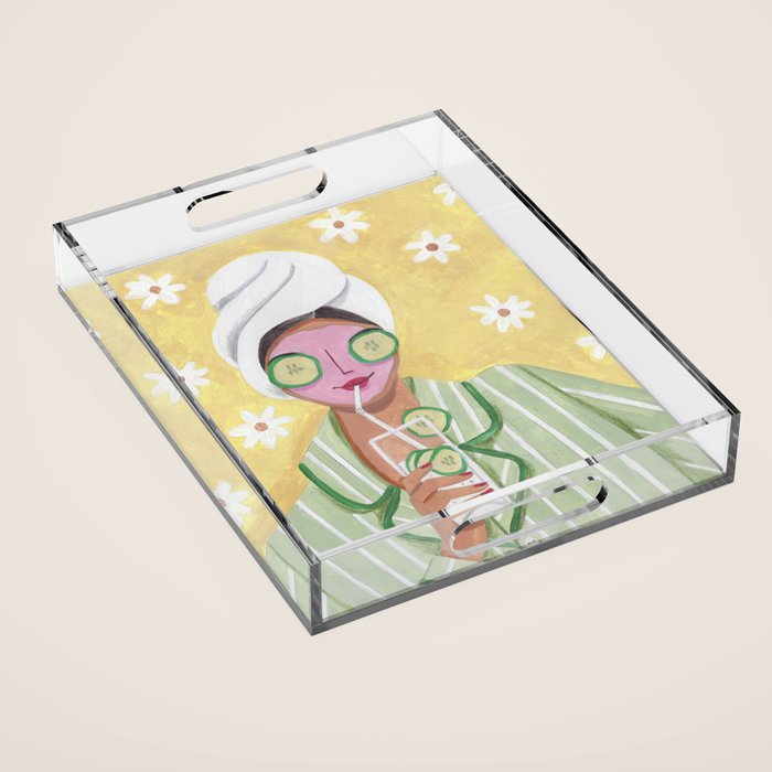 Woman wellness relax time Acrylic Tray Gallery Image 1