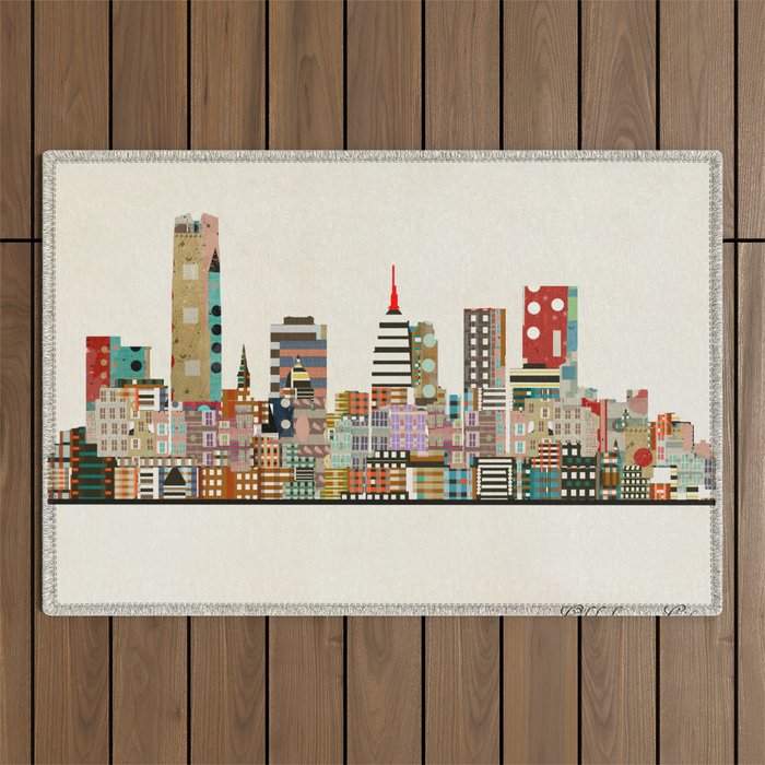 oklahoma city skyline Outdoor Rug Gallery Image 1