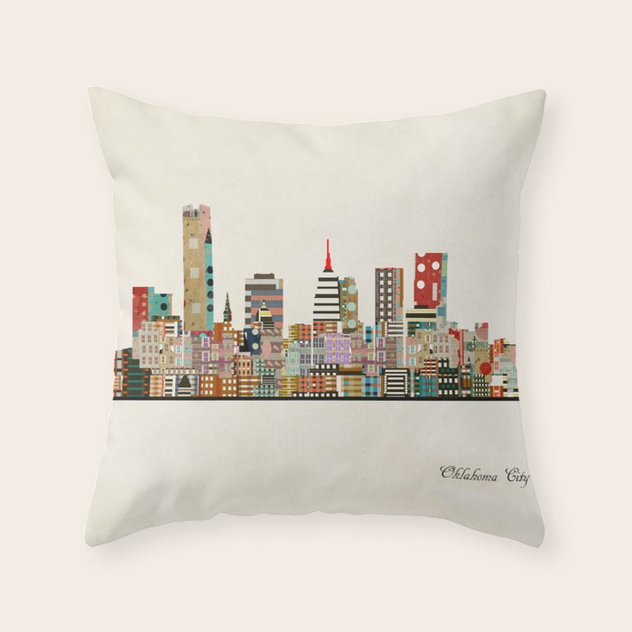 oklahoma city skyline Throw Pillow Gallery Image 6