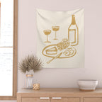 Wine and Cheese Aperitivo - Gold  Wall Tapestry Gallery Image 2