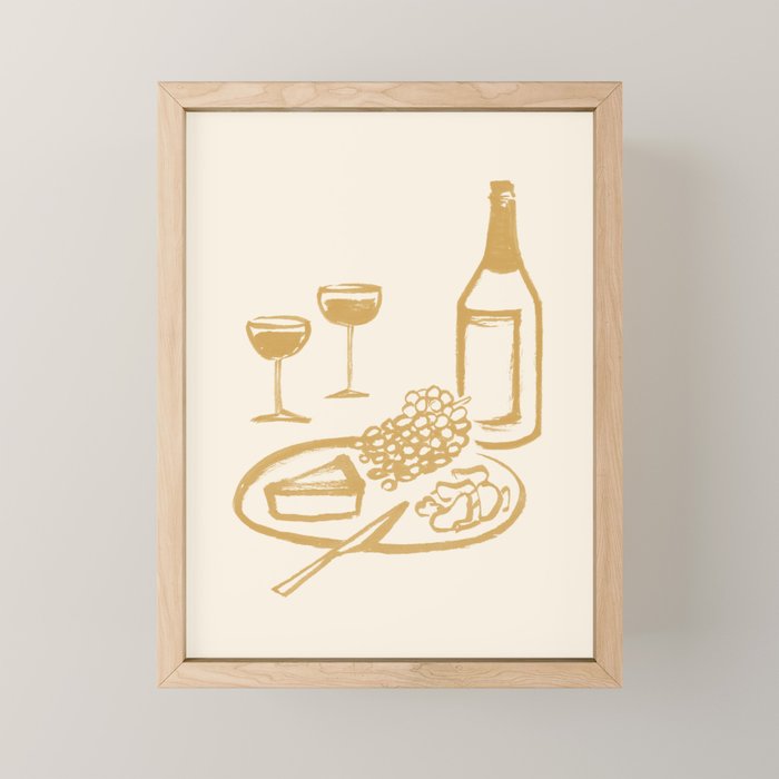 Wine and Cheese Aperitivo - Gold  Mini Art Print Gallery Image 1