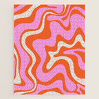Retro Liquid Swirl Abstract Pattern Bright Pink Orange Cream Jigsaw Puzzle Gallery Image 1