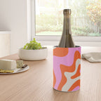 Retro Liquid Swirl Abstract Pattern Bright Pink Orange Cream Wine Chiller Gallery Image 4