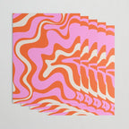 Retro Liquid Swirl Abstract Pattern Bright Pink Orange Cream Wrapping Paper Gallery Image 3