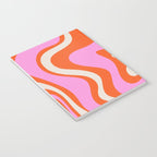 Retro Liquid Swirl Abstract Pattern Bright Pink Orange Cream Notebook Gallery Image 3
