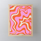 Retro Liquid Swirl Abstract Pattern Bright Pink Orange Cream Mini Art Print Gallery Image 1