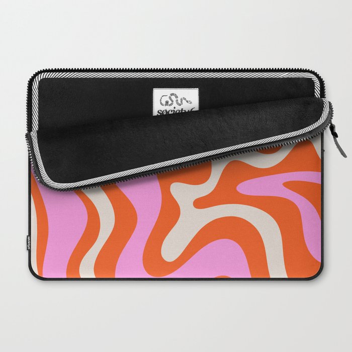 Retro Liquid Swirl Abstract Pattern Bright Pink Orange Cream Laptop Sleeve Gallery Image 2
