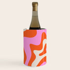 Retro Liquid Swirl Abstract Pattern Bright Pink Orange Cream Wine Chiller Gallery Image 1