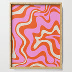 Retro Liquid Swirl Abstract Pattern Bright Pink Orange Cream Serving Tray Gallery Image 1