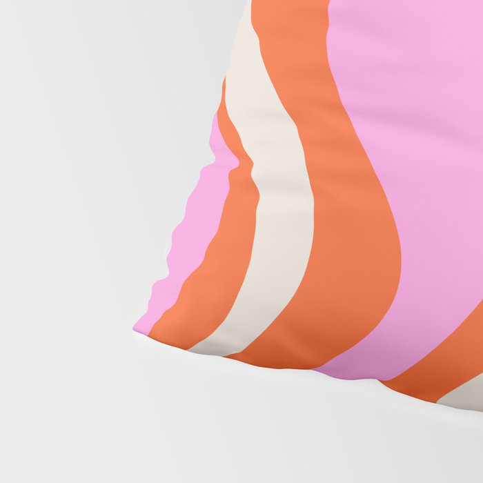 Retro Liquid Swirl Abstract Pattern Bright Pink Orange Cream Pillow Sham Gallery Image 4