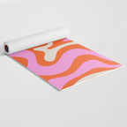 Retro Liquid Swirl Abstract Pattern Bright Pink Orange Cream Yoga Mat Gallery Image 2