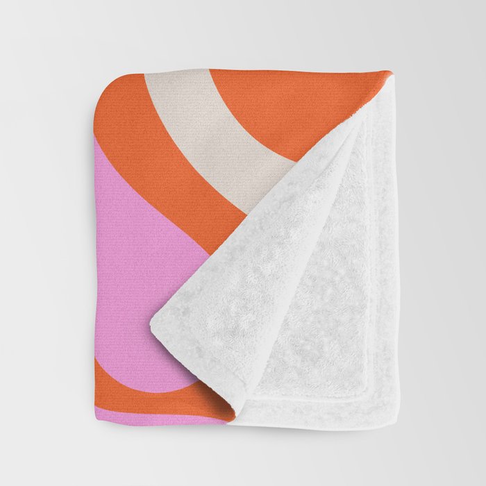 Retro Liquid Swirl Abstract Pattern Bright Pink Orange Cream Throw Blanket Gallery Image 3