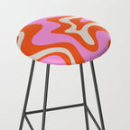 Retro Liquid Swirl Abstract Pattern Bright Pink Orange Cream Stool Gallery Image 2