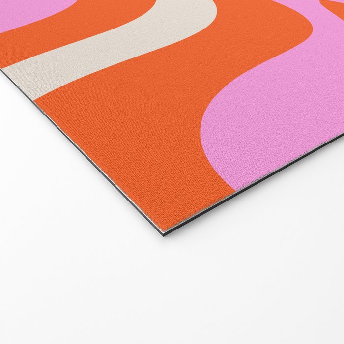 Retro Liquid Swirl Abstract Pattern Bright Pink Orange Cream Welcome Mat Gallery Image 2