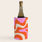 Retro Liquid Swirl Abstract Pattern Bright Pink Orange Cream Wine Chiller Gallery Image 3