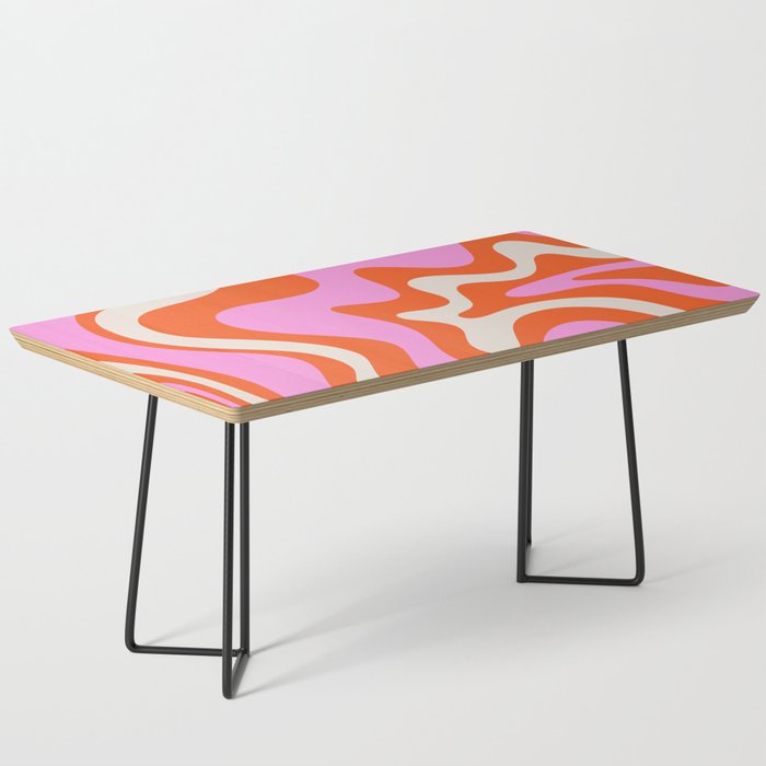 Retro Liquid Swirl Abstract Pattern Bright Pink Orange Cream Coffee Table Gallery Image 1