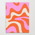Retro Liquid Swirl Abstract Pattern Bright Pink Orange Cream Notebook Gallery Image 4
