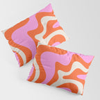 Retro Liquid Swirl Abstract Pattern Bright Pink Orange Cream Pillow Sham Gallery Image 3