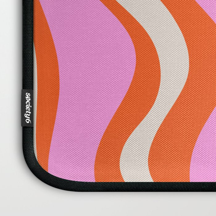 Retro Liquid Swirl Abstract Pattern Bright Pink Orange Cream Laptop Sleeve Gallery Image 3